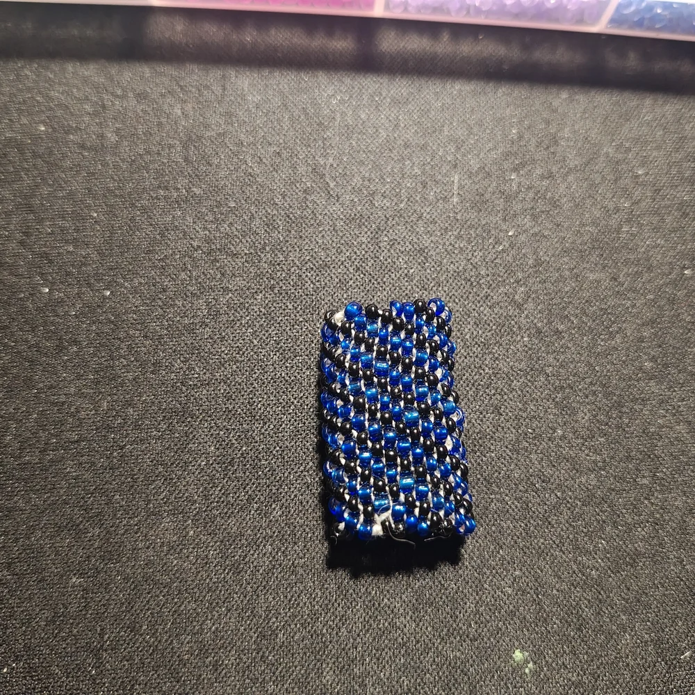 Dreadlock Bead Handmade Black & Blue Spiral Seed Bead Hair Jewelry Peyote Charm